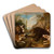 Dogs Fighting with Bears by Joseph Anton Harzath Art Drink Coaster set