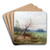 Schafherde mit Hirten in einer weiten Landschaft by Raimund Ritter von Wichera Art Drink Coaster set
