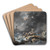 A shipwreck on a coast during a storm, a lighthouse beyond by Jean-Baptiste Pillement Art Drink Coaster set