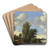 River Landscape with Ferry by Jacob Salomonsz. van Ruysdael Art Drink Coaster set