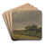 Evening meadow with trees by Jakob Becker Art Drink Coaster set