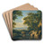 A Mountainous Wooded Landscape With Figures By A River In The Foreground by George Barret Art Drink Coaster set