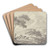 An einem Fluss hoher Gebirge, links unter einer Baumgruppe zwei Khe und Schafe mit einem Hirten by Jan Vermeer van Haarlem the Elder Art Drink Coaster set