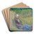 Girl resting against a haystack by Jan Toorop Art Drink Coaster set