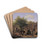 Billede af livet i en sjllandsk bondegrd ved middagstid by Peter Julius Larsen Drink Coasters - set of 4