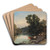 Cattle And Sheep At The River's Edge by Thomas Sidney Cooper Art Drink Coaster set