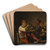 Peasant smoking tobacco in a tavern by Adriaen Brouwer Art Drink Coaster set