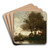 River landscape with a house and man in a boat by Paul Dsir Trouillebert Art Drink Coaster set