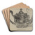 Silver Teapot by Eugene Barrell Art Drink Coaster set