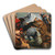 The Tiger, Lion and Leopard hunt by Follower of Peter Paul Rubens Art Drink Coaster set