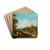 An Arcadian landscape with figures near a stream, a village beyond by Francesco Zuccarelli Drink Coasters - set of 4