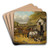 Horses, pigs and ducks in a farmyard by John Frederick Herring Jr. Art Drink Coaster set