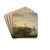 A Mediterranean Port With Figures Resting And Fishermen Drawing In Their Nets In The Foreground, A Tower Beyond by Adrien Manglard Drink Coasters - set of 4 A Mediterranean Port With Figures Resting And Fishermen Drawing In Their Nets In The Foreground, A Tower Beyond by Adrien Manglard Drink Coasters - set of 4