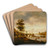 River Landscape With Swimmers by Isaac van Ostade Art Drink Coaster set River Landscape With Swimmers by Isaac van Ostade Art Drink Coaster set