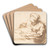 Woman Reading by Rembrandt van Rijn Art Drink Coaster set