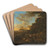 A wooded landscape with travellers crossing a ford by Jan Both Art Drink Coaster set A wooded landscape with travellers crossing a ford by Jan Both Art Drink Coaster set