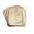 Kneeling Nude Male Figure, Facing Left by Henri Lehmann Drink Coasters - set of 4