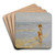 Playing on the beach by Charles Atamian Art Drink Coaster set