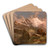 Belebte Hochalm mit Blick auf Alpengipfel by Gustav Barbarini Art Drink Coaster set