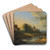 A River Landscape With Figures On The Bank And Sheep Grazing by Johann Christian Vollerdt Art Drink Coaster set A River Landscape With Figures On The Bank And Sheep Grazing by Johann Christian Vollerdt Art Drink Coaster set