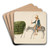 Boy on Mule driving another Mule loaded with Hay by Francisco Fierro Art Drink Coaster set