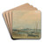Coast Scene with White Cliffs and Boats on Shore by Joseph Mallord William Turner Art Drink Coaster set