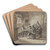 Menn i samtale rundt bord i bondestue by Adolph Tidemand Art Drink Coaster set