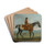 A Grey Racehorse With A Jockey Up Exercising On Newmarket Heath by James Seymour Drink Coasters - set of 4 A Grey Racehorse With A Jockey Up Exercising On Newmarket Heath by James Seymour Drink Coasters - set of 4