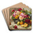 Still life of roses and fruit by Georges Jeannin Art Drink Coaster set