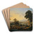 Hilly Landscape with River and Bridge by Peter Birmann Art Drink Coaster set