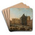 The Dam in Amsterdam with the new Town Hall under Construction by Jacob van der Ulft Art Drink Coaster set