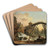 Draughtsman Drawing the Wooden Bridge in the Park of Mrville by Hubert Robert Art Drink Coaster set