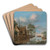 A river landscape with fishermen by Thomas Heeremans Art Drink Coaster set A river landscape with fishermen by Thomas Heeremans Art Drink Coaster set
