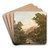 Romantic landscape with castle and wild stream by Heinrich Eduard Heyn Art Drink Coaster set