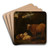 Stehendes Rind und zwei liegende Schafe in Waldlandschaft by Simon van der Does Art Drink Coaster set