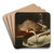 Still Life With Sting Ray And Red Mullets by Franois Bonvin Art Drink Coaster set Still Life With Sting Ray And Red Mullets by Franois Bonvin Art Drink Coaster set