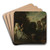 Evening Landscape with Spinner by Jean-Antoine Watteau Art Drink Coaster set