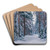 A Snowy Path in the Forest by Stanislav Yulianovich Zhukovsky Art Drink Coaster set