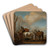 Horses in a landscape with figures loading bales onto a boat by Philips Wouwerman Art Drink Coaster set