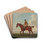One of Four Portraits of Horses, a Chestnut Racehorse with Jockey Up- walking to the left; jockey i... by James Seymour Drink Coasters - set of 4 One of Four Portraits of Horses, a Chestnut Racehorse with Jockey Up- walking to the left; jockey i... by James Seymour Drink Coasters - set of 4
