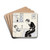Jongen met weegschaal in een bed by Miep de Feijter Drink Coasters - set of 4 Jongen met weegschaal in een bed by Miep de Feijter Drink Coasters - set of 4