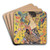 Woman with fan by Gustav Klimt Art Drink Coaster set