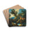 A wooded river landscape with figures by Antonio Francesco Peruzzini Drink Coasters - set of 4