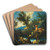 A wooded river landscape with figures by Antonio Francesco Peruzzini Art Drink Coaster set