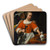 A Young Woman and a Cavalier by Cornelis Bisschop Art Drink Coaster set
