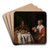 Man and Woman at a Meal by Gabriel Metsu Art Drink Coaster set