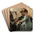 At the Piano by Albert Edelfelt Art Drink Coaster set