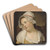 Portrait de petite fille au bonnet blanc by French School Art Drink Coaster set