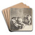 Tre siddende personer og et dansende par by Cornelis Pietersz. Bega Art Drink Coaster set