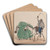 A man riding a mule, his whip raised, another mule loaded with grass alongside by Francisco Fierro Art Drink Coaster set